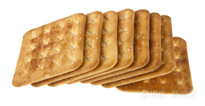 白色背景糖分的方形曲奇饼