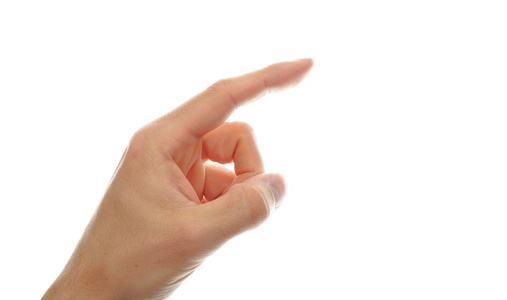 白色背景下孤立的平面矢量插图手用手指指点手指按下的一辆车的