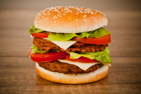 美味汉堡包快餐食品美味的汉堡包照片