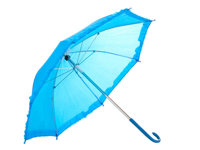 孤立在白色的蓝色伞