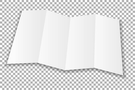 空白折叠单张白纸。板带软阴影, 在透明背景下隔离。矢量