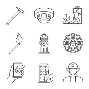 徽章, 火柴, 紧急呼叫, 烟雾探测器, 疏散, 消防栓, 斧头, 房子在火