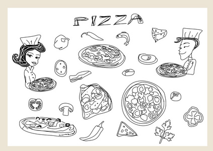 披萨和蔬菜集