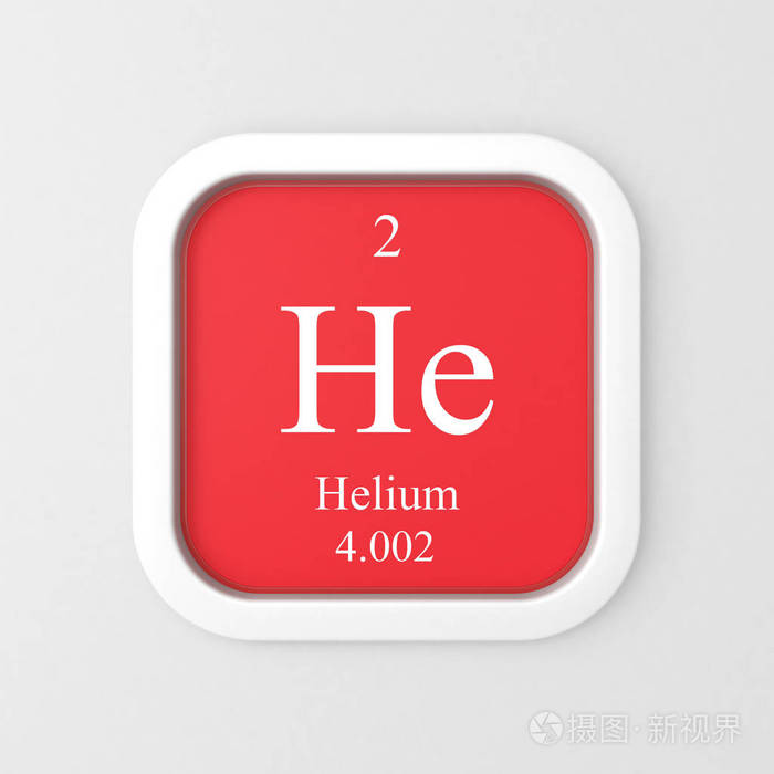 红色圆角方形图标上的氦符号