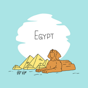 埃及的金字塔和骆驼矢量图