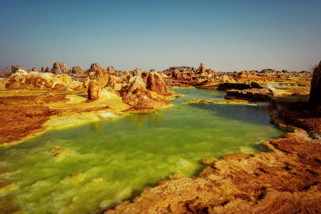 Dallol, 达纳吉尔凹地抑郁症, 埃塞俄比亚。地球上最热的地方