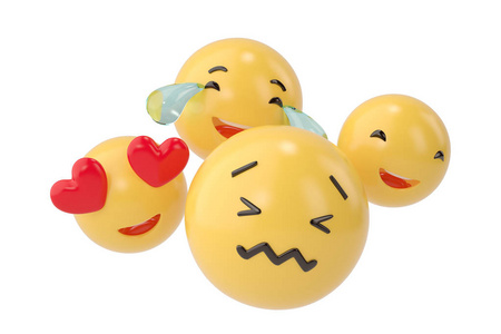 Emojis 图标与面部表情社交媒体概念 isolat