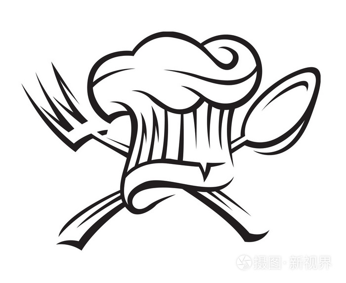 厨师帽的勺子和叉子插画-正版商用图片04f6mb-摄图新视界