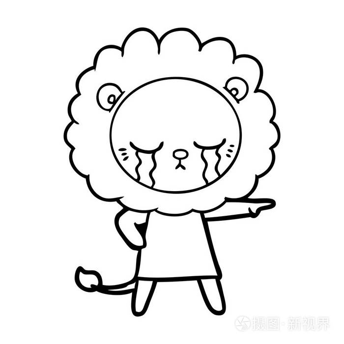 卡通狮子哭泣的矢量插图插画-正版商用图片04fegx-摄图新视界