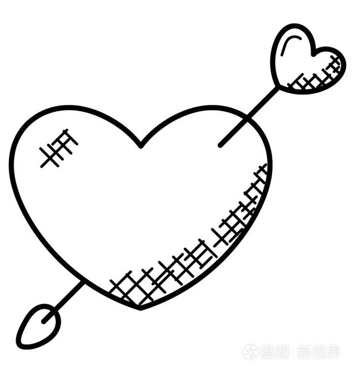 一颗让的心, 一根箭穿过它, 嘟嘟的矢量插画-正版商用图片04fifd-摄图