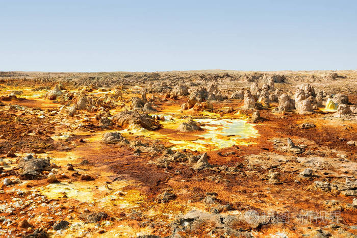 Dallol, 达纳吉尔凹地抑郁症, 埃塞俄比亚。地球上最热的地方