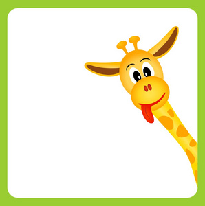 位图的可爱小长颈鹿在白色背景上的插图
