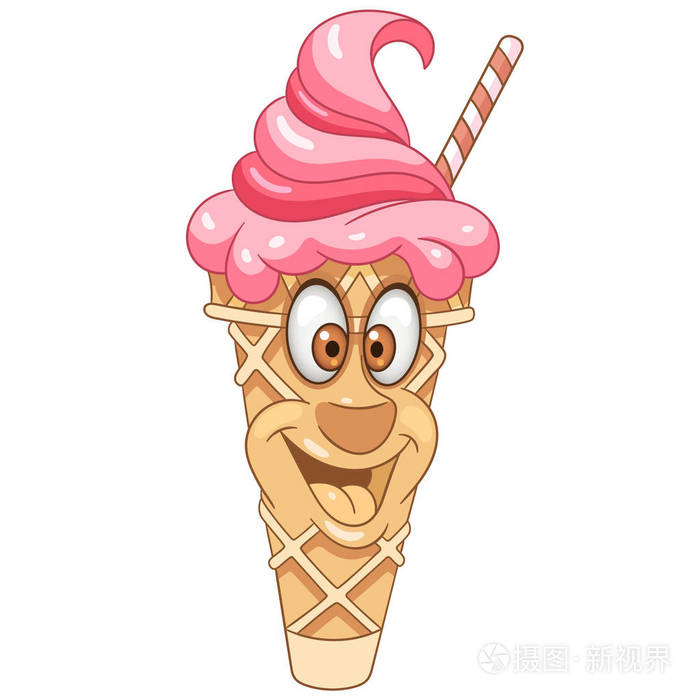 卡通甜冰淇淋锥