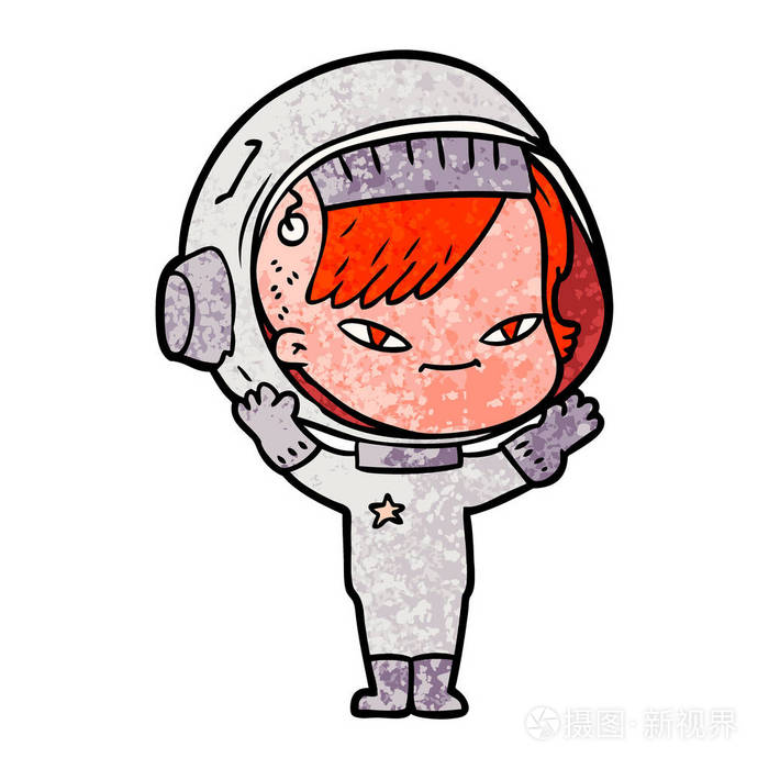 卡通女宇航员的矢量插图