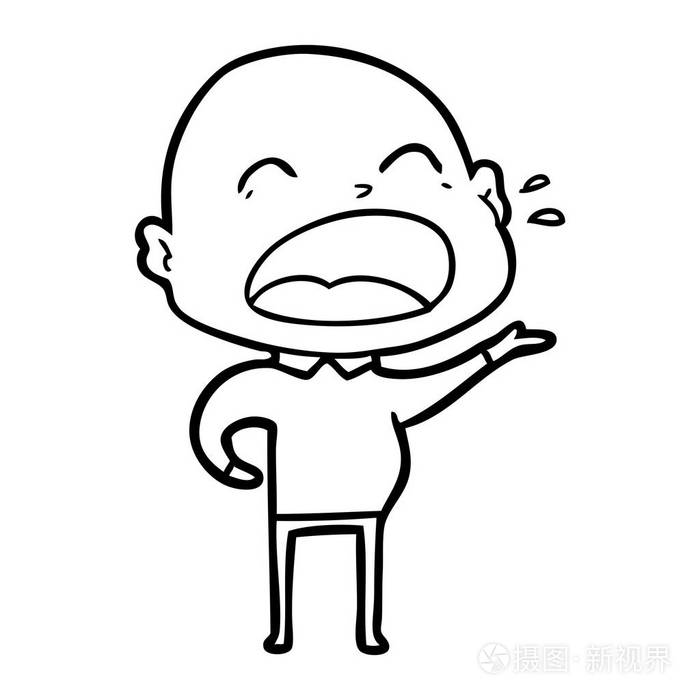 卡通大喊光头男人插画-正版商用图片04fzhb-摄图新视界