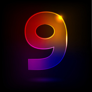 九数字插画彩色透明图