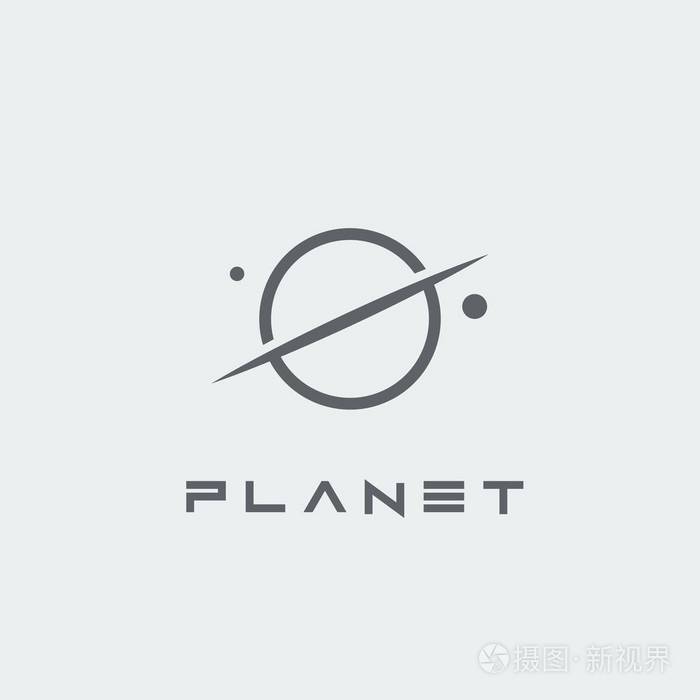 行星和卫星矢量简约的标志行星剪影标识