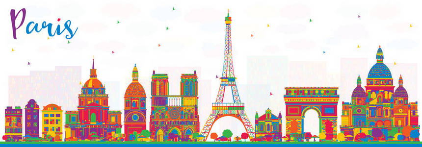 法国巴黎城市天际线与颜色大厦