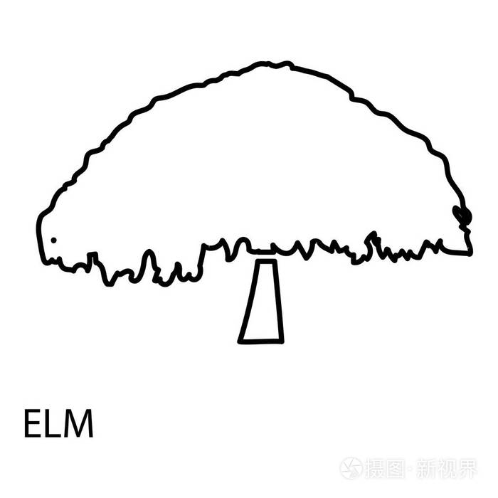 榆树图标, 轮廓样式插画-正版商用图片04g6l9-摄图新视界