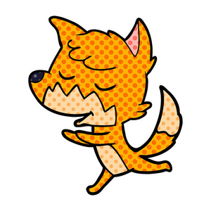 友好的卡通狐狸赛跑图片