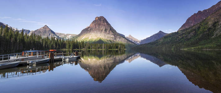 两个医学湖, Glacien 国家公园, 蒙大拿, 美国