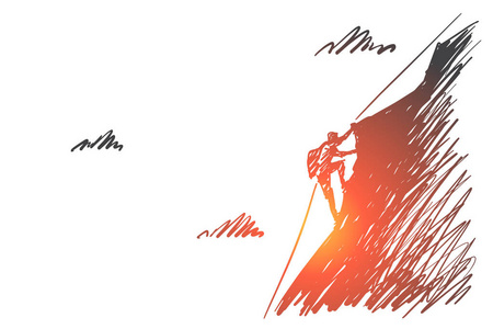 手画登山攀登山照片