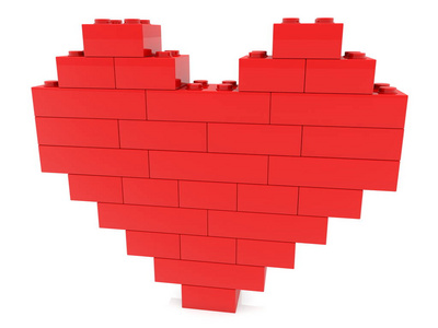 红色的心墙上白色. 3 d 插图