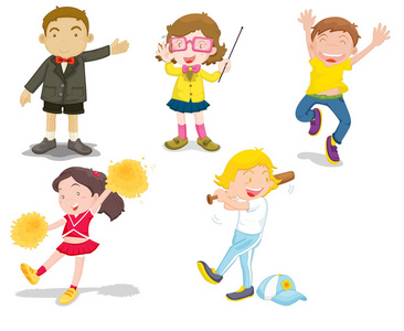 少年儿童小联盟棒球选手运行基地快乐微笑棒球垒球棒球运动员卡通小孩