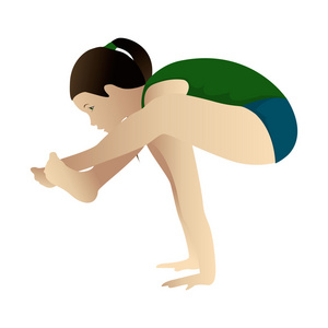 年轻女子练习瑜伽 bhujapidasana