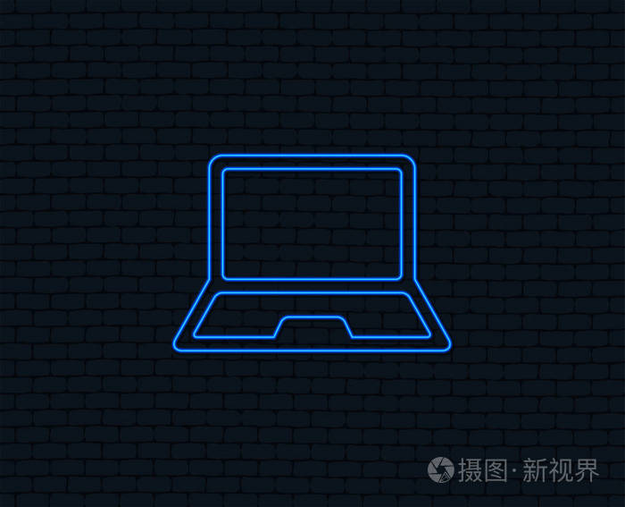 黑色背景上的笔记本电脑符号图标