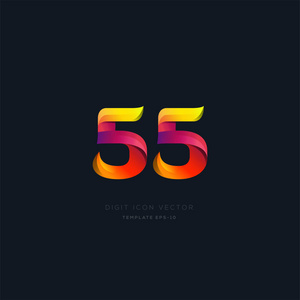 3d 数字55数字徽标图标, 几何企业标识, 矢量插图插画
