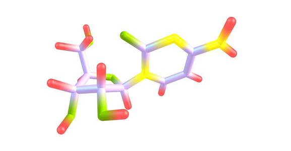 在白色背景下分离胞苷分子结构照片