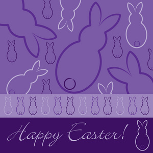 快乐复活节手绘兔子卡的矢量格式。