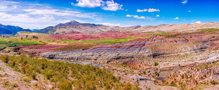 玻利维亚 Maragua 口的山地景观。全景图