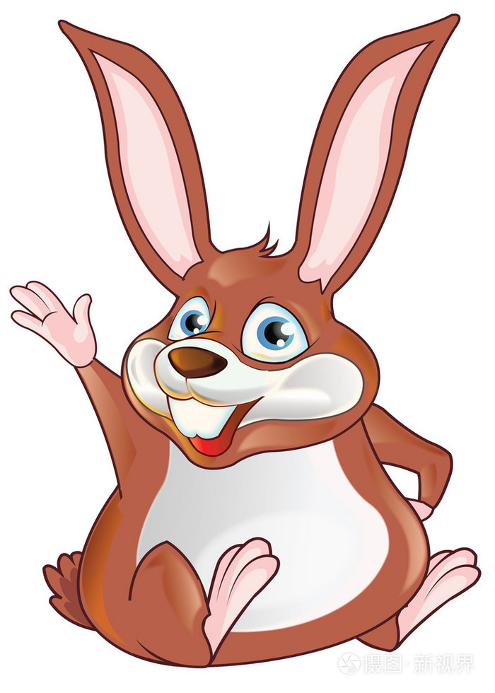 胖兔子卡通坐下来
