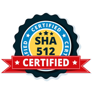 Sha512 认证的标签与红色丝带, 载体, 例证