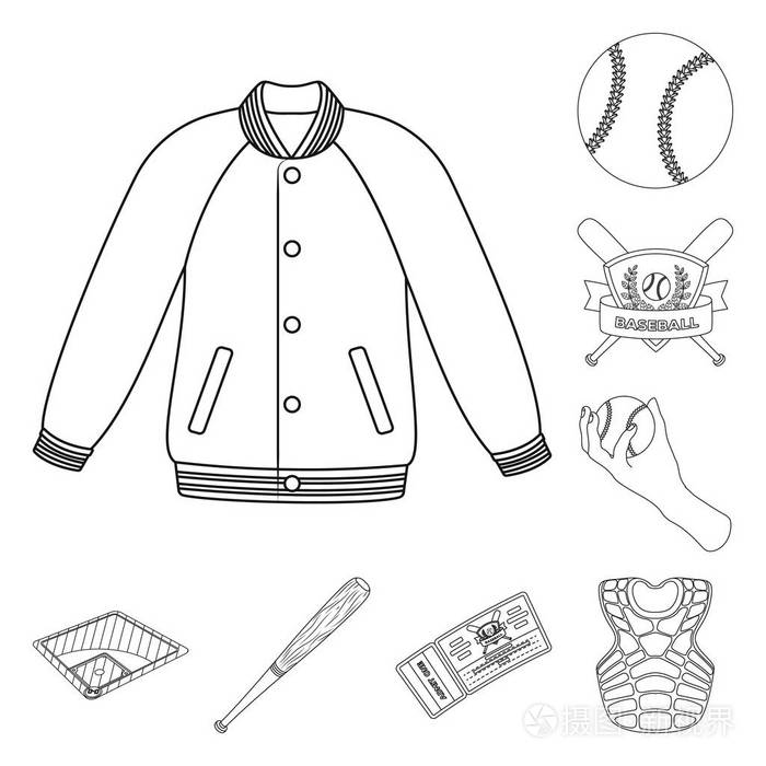 棒球运动员和设备矢量符号股票网页插图插画-正版商用图片04h99x-摄图