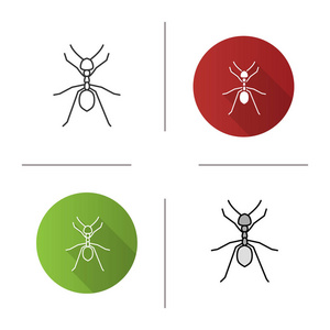 套蚂蚁的图标, 矢量线性和彩色插图白色背景