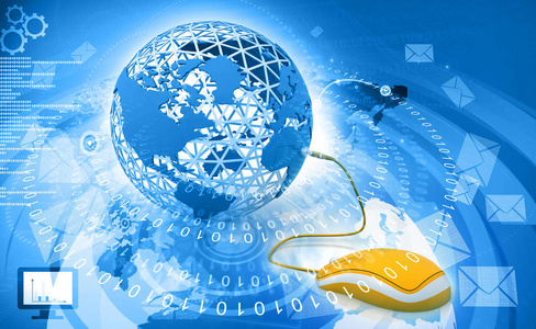 网络传播理念背景.3d 插图照片