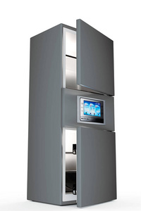 灰色冰箱冰箱3d 模型插图白色背景