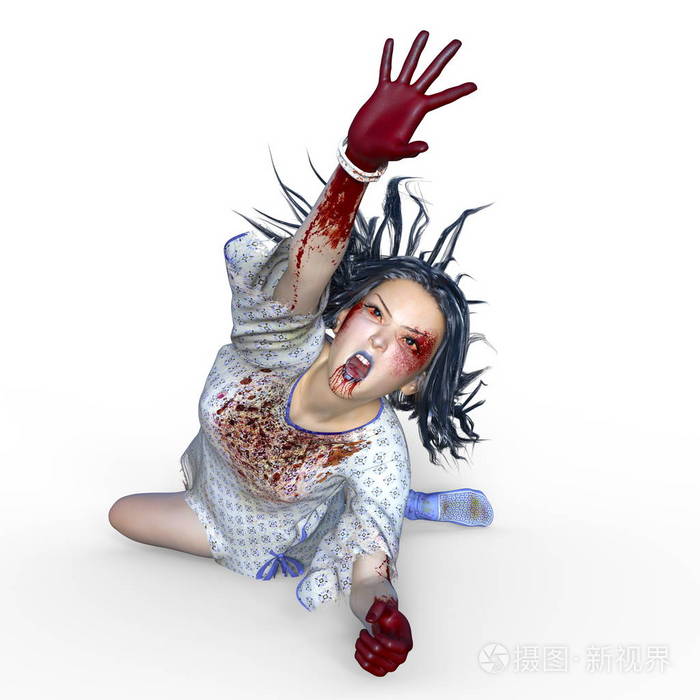 女性僵尸3dcg渲染女性僵尸