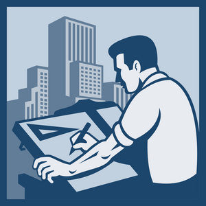 绘图员建筑师绘图员绘图建筑复古照片