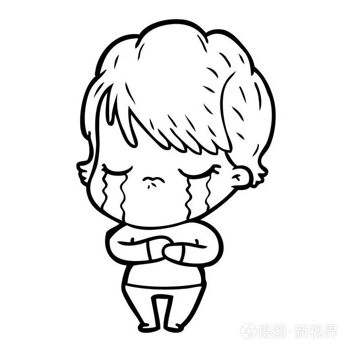 卡通女性哭泣的媒介例证插画-正版商用图片04hik4-摄图新视界