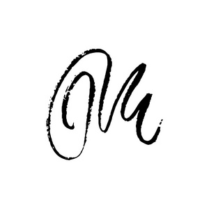 字母 m 手写的干刷.粗笔画纹理字体.矢量插图.垃圾风格优雅的字母照片
