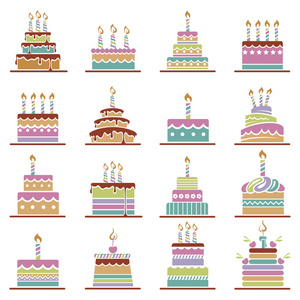各种五颜六色的生日蛋糕收藏