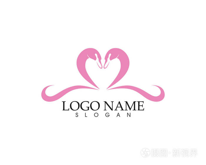 天鹅logoand 符号图标矢量模板
