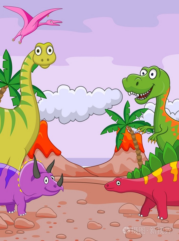 恐龙卡通插画-正版商用图片04i2b9-摄图新视界