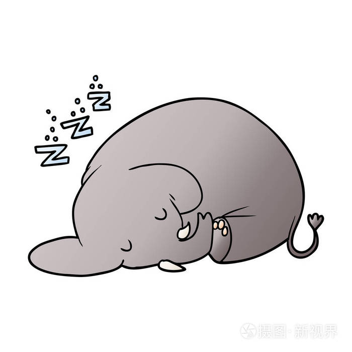 卡通睡眠大象的矢量图解插画-正版商用图片04i3bw-摄图新视界