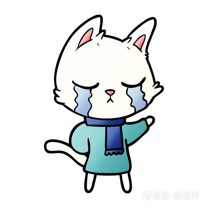 卡通猫哭的矢量例证