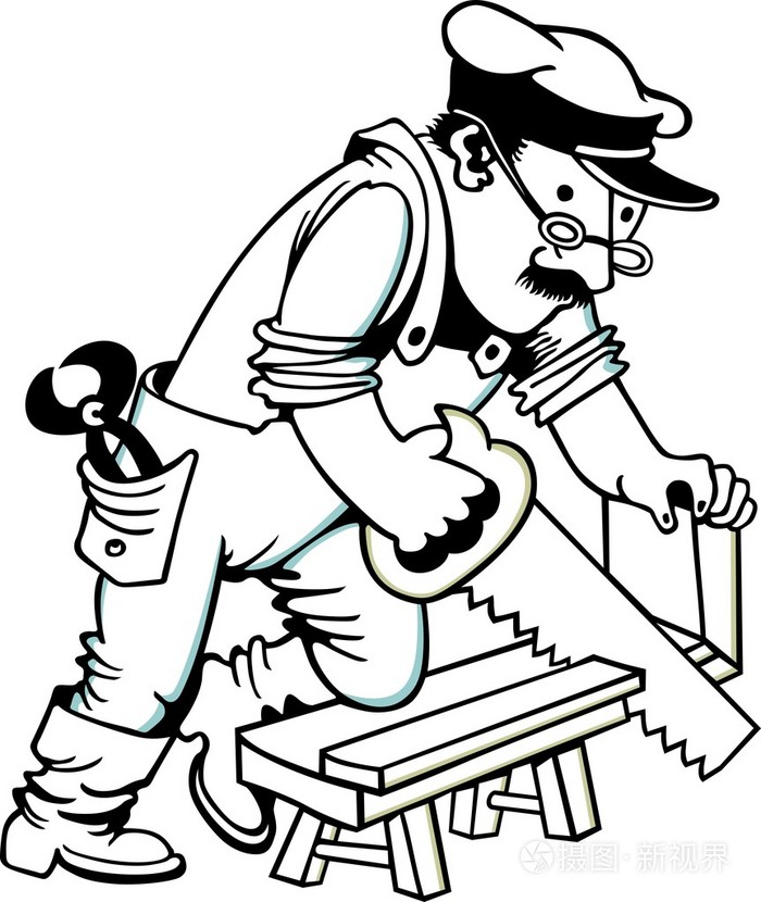 锯木头的人插画-正版商用图片04ie9m-摄图新视界